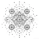 A constellation of Gemini formed by interconnected lines and code symbols tattoo design idea