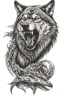 Angry wolf head tattoo design idea