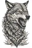 Angry wolf head tattoo design idea