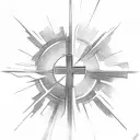 Christian Cross with clouds and sun tattoo design idea