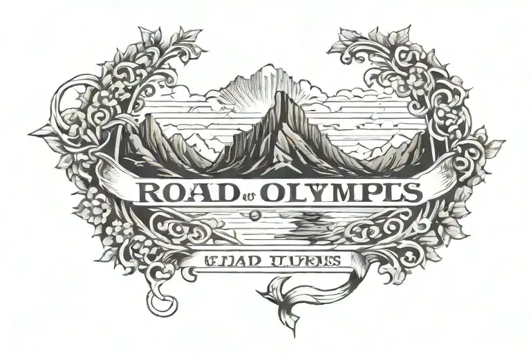 The inscription "Road to Olympus"  tattoo design idea