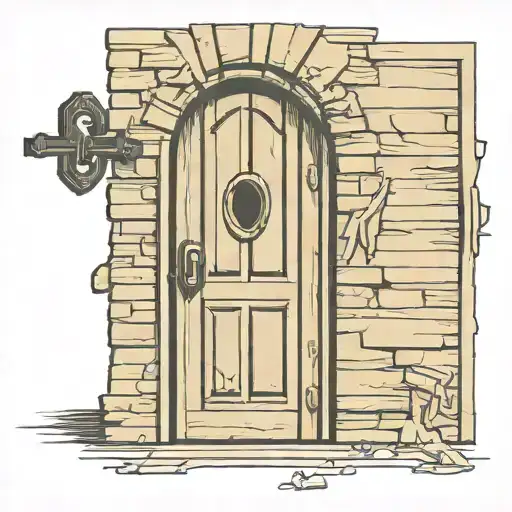 wooden door with key hole tattoo design idea