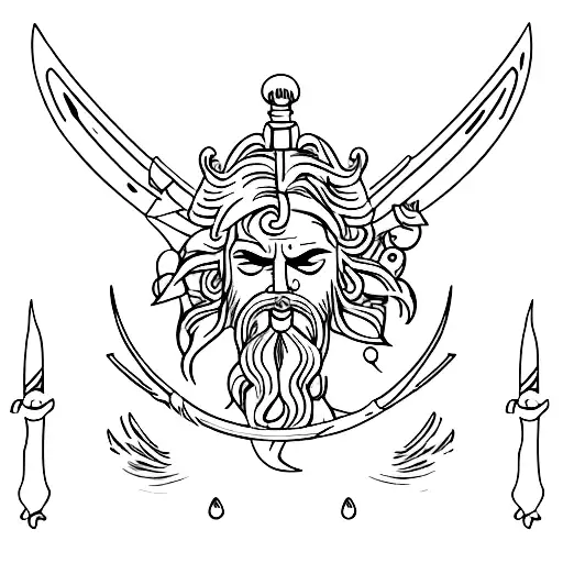 Poseidon's trident tattoo design idea