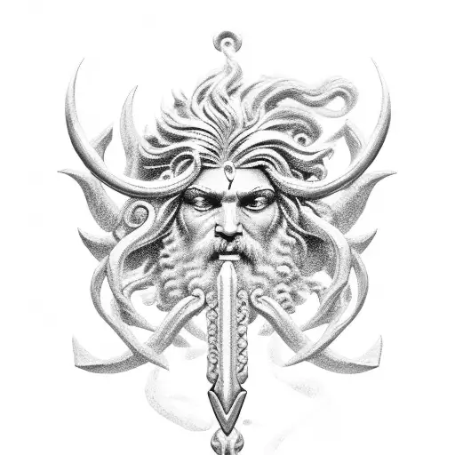 simple Poseidon Trident tattoo design idea