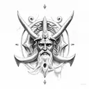 Poseidon Trident tattoo design idea