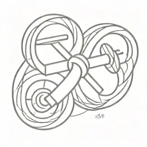 A minimalist tattoo of a dumbbell intertwined with a therapy symbol tattoo design idea