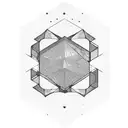 A geometric design incorporating mining tools and musical notes tattoo design idea