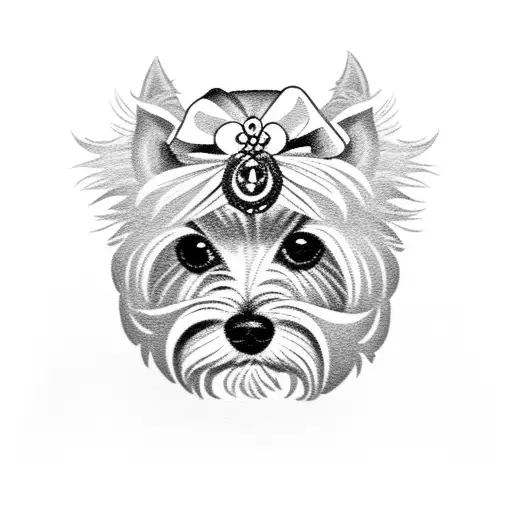 yorkshire terrier named Luna in dog heaven tattoo design idea