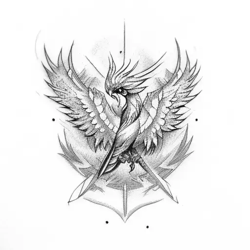 phoenix and cross tattoo design idea
