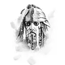jack sparrow with jar of dirt tattoo design idea