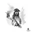 jack sparrow with jar of dirt tattoo design idea