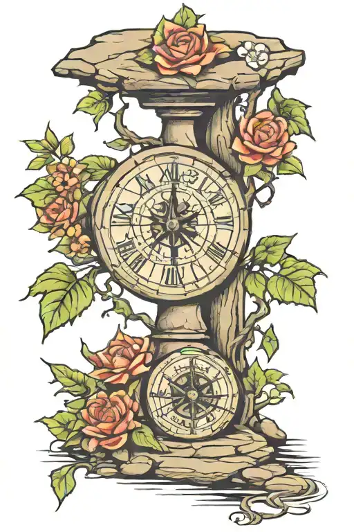 06 23 16 12:06am sundial water rocks trees trail animals tattoo design idea
