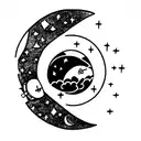 tattoo sketch of an astronaut hugging the moon tattoo design idea