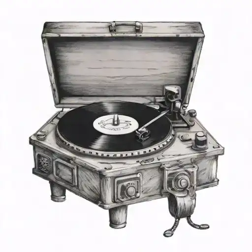 turntable with album tattoo design idea