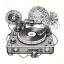 turntable with album tattoo design idea