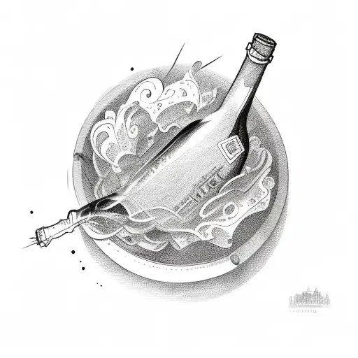 wine bottle  tattoo design idea