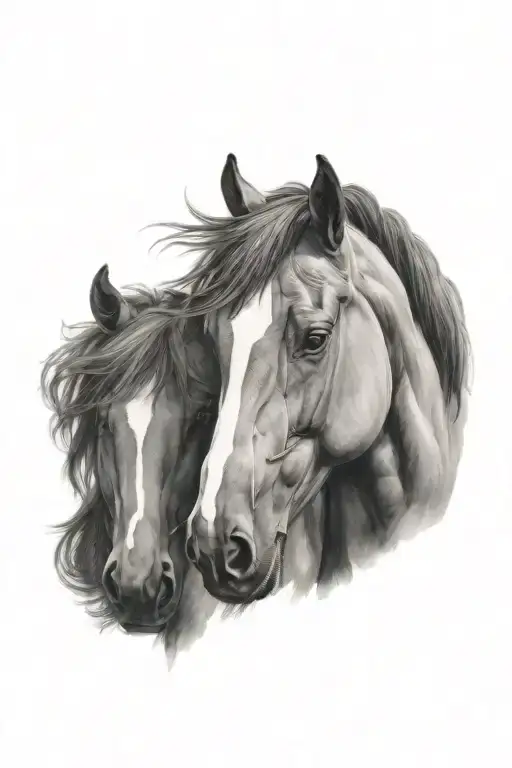 oil layered painting horse  tattoo design idea