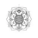 Pivoines et mandala  tattoo design idea