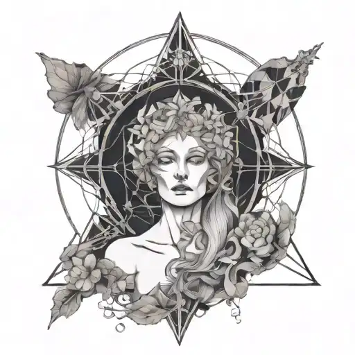 access to the universe, balance between heart, mind and soul surrounding Hamlet's Ophelia death tattoo design idea