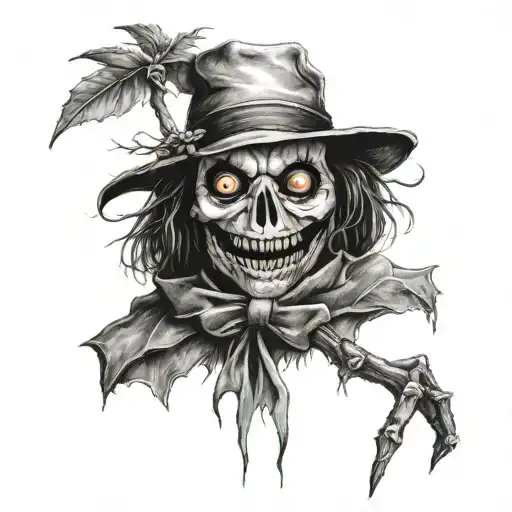 Scarecrow Bird Tim Burton tattoo design idea