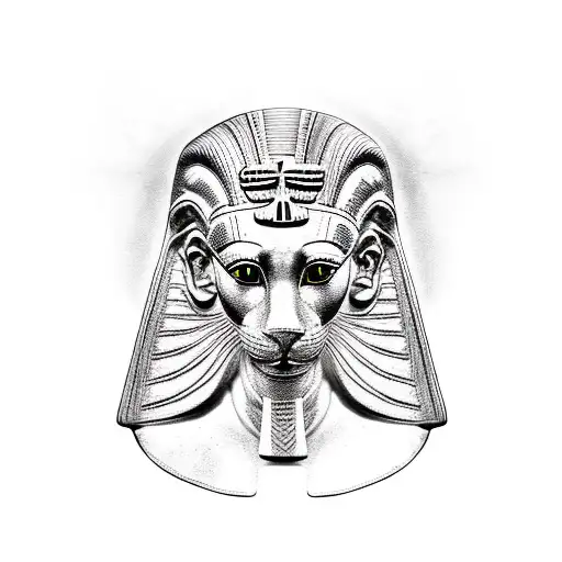 Egyptian Godess Sekhmet with lioess head tattoo design idea