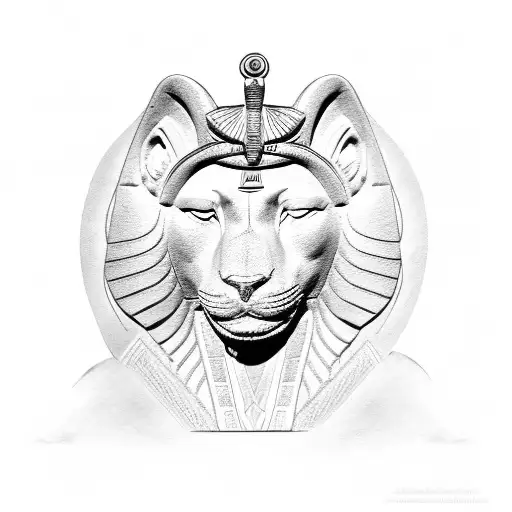 Egyptian Godess Sekhmet with lioess head tattoo design idea