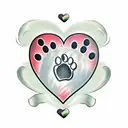 Paw Print with heart & name tattoo design idea