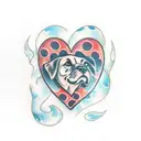 Paw Print with heart & name tattoo design idea