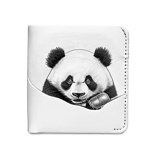  panda with bamboo looks at the wallet tattoo design idea