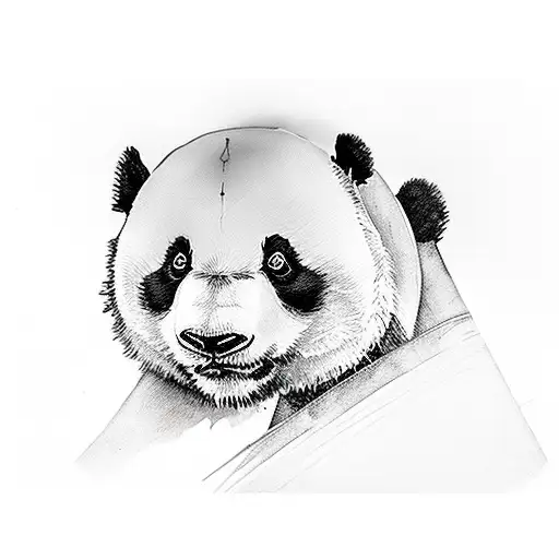  panda with bamboo looks at the wallet tattoo design idea