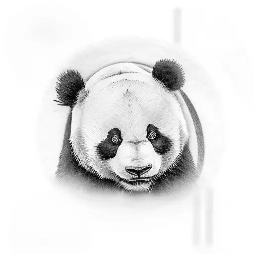  panda with bamboo looks at the wallet tattoo design idea