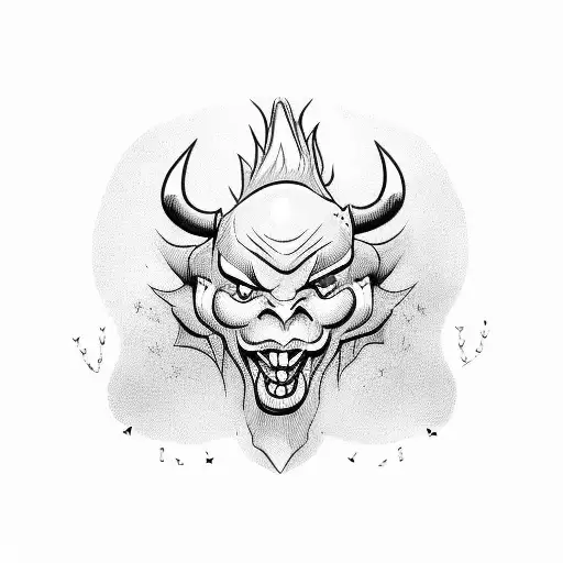 cartoon devil crying over a broken heart tattoo design idea