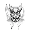 cartoon devil crying over a broken heart tattoo design idea