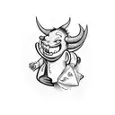 cartoon devil crying over a broken heart tattoo design idea