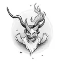 cartoon devil crying over a broken heart tattoo design idea