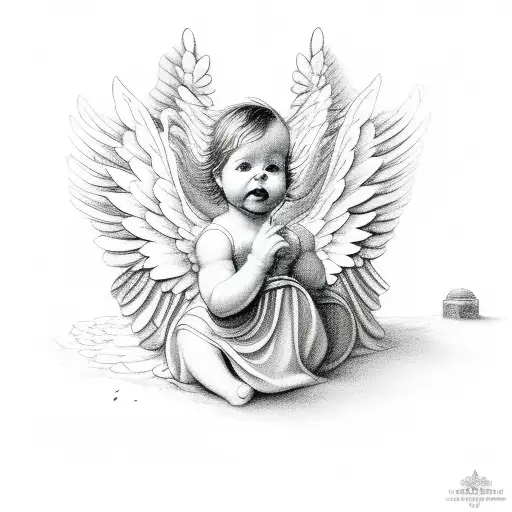 infant angel  memorial tattoo design idea
