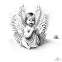 infant angel  memorial tattoo design idea