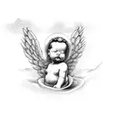 infant angel  memorial tattoo design idea