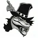 crocodile with glasses and hat with shotgun shells spitfire ace and snake and eagle tattoo design idea