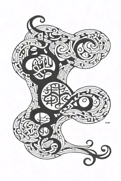 Abstract representation of a Farsi poem intertwined with intricate lettering tattoo design idea
