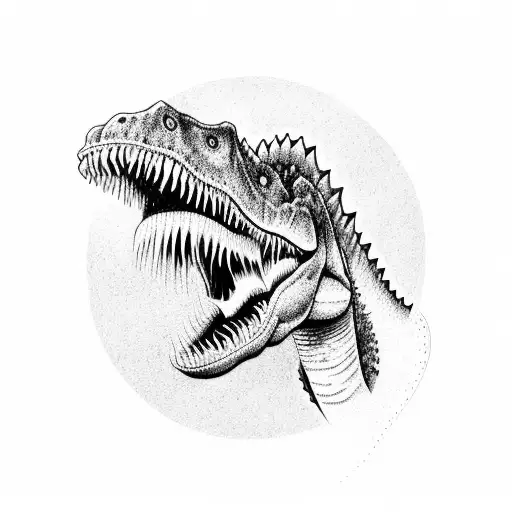 line work dinosaur eating sauce  tattoo design idea