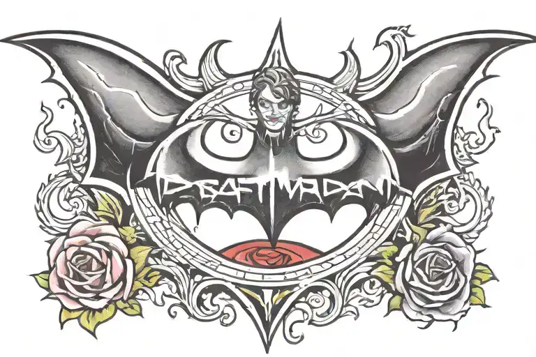 Batman symbol with the joker  tattoo design idea