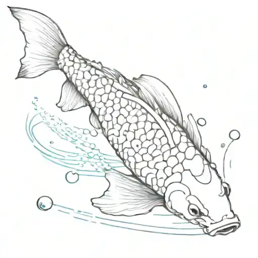 A koi fish with binary codes written on its body tattoo design idea
