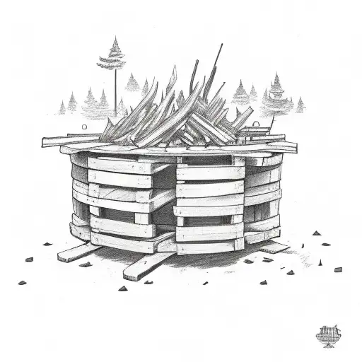 pallet bonfire tattoo design idea