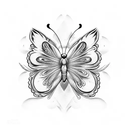 Butterfly with angel eyes and heart tattoo design idea