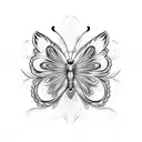 Butterfly with angel eyes and heart tattoo design idea