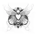 Butterfly with angel eyes and heart tattoo design idea