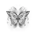 Butterfly with angel eyes and heart tattoo design idea