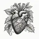 anatomical heart vines tattoo design idea