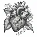 anatomical heart vines tattoo design idea
